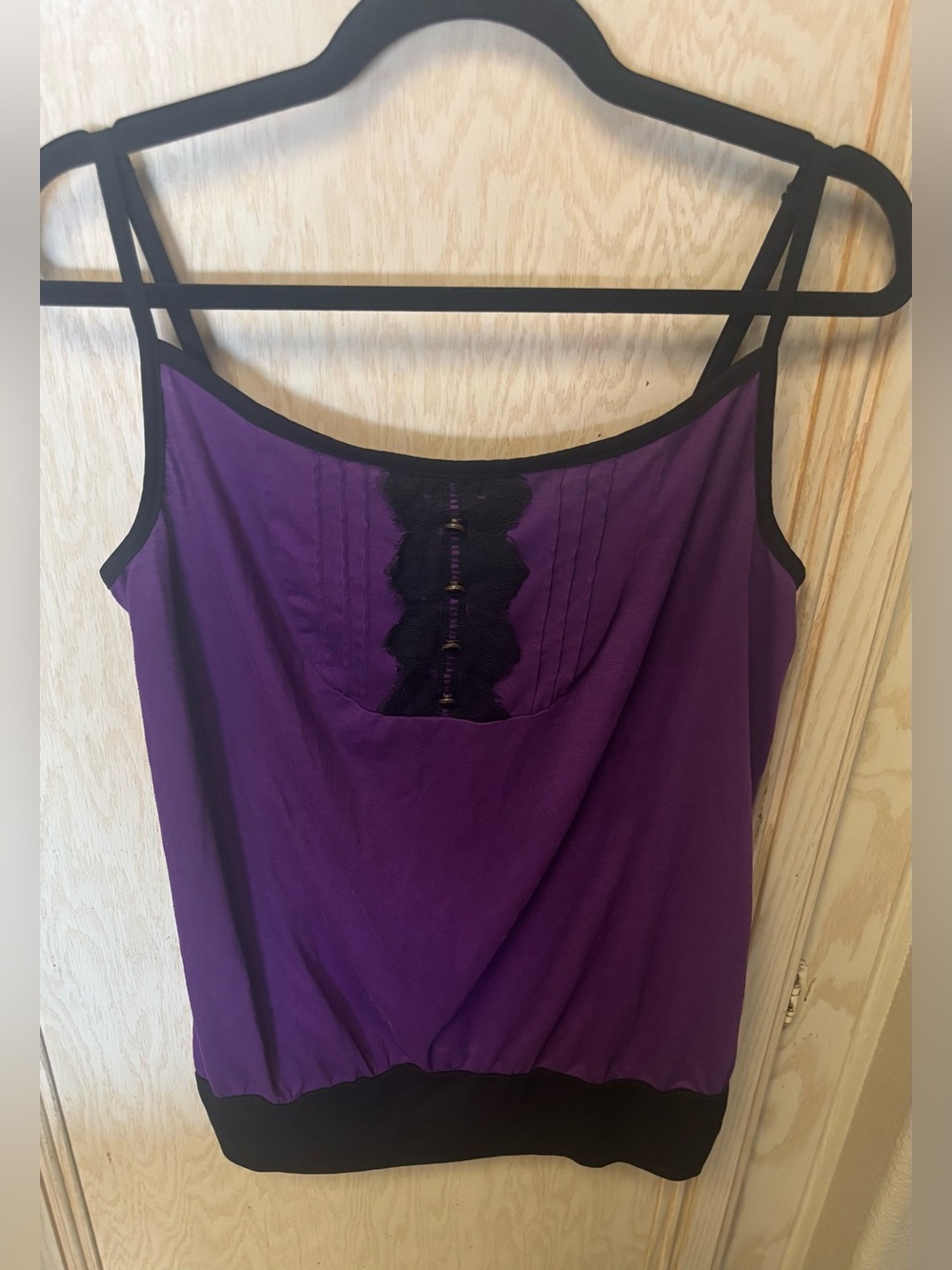 Vintage Y2K Spaghetti Strap Cami Tank Top Womens Purple Black Whimsygoth READ